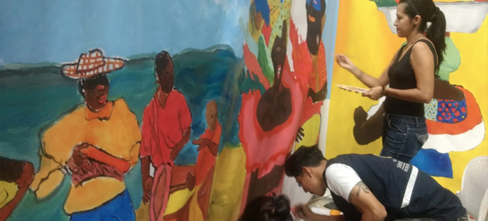 Mural interactivo fue la sensación en el Quilombo del Festival Petronio Álvarez